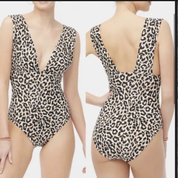 Sold! J. Crew NWT Cheetah V Neck Plunge Swimsuit - Picture 5 of 12
